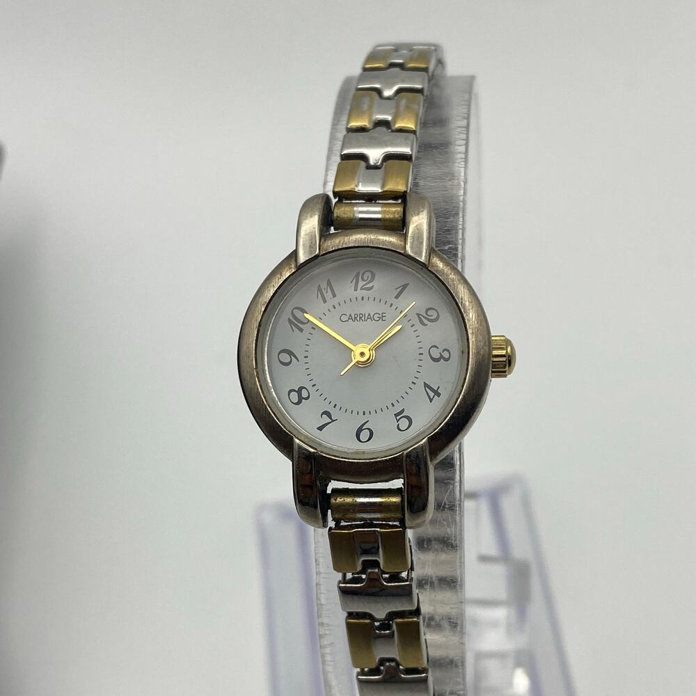 Elegant Ladies' Two-Tone Carriage by Timex Watch Working New Battery